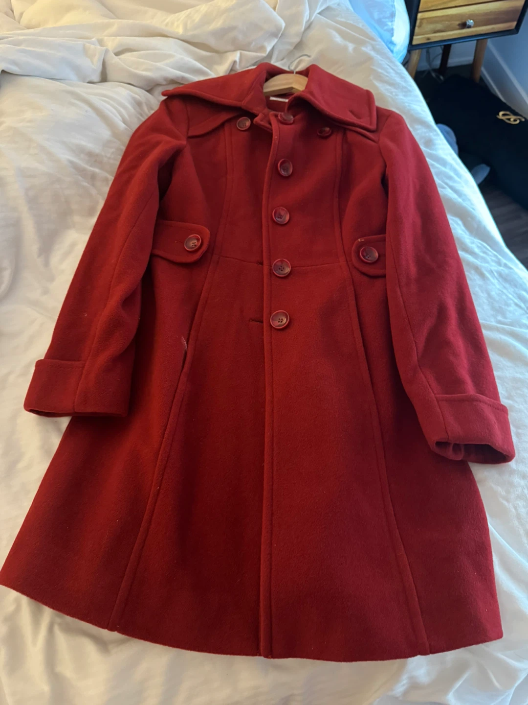 Kenneth Cole New York Red Wool Blend Coat Size 8 - photo 2