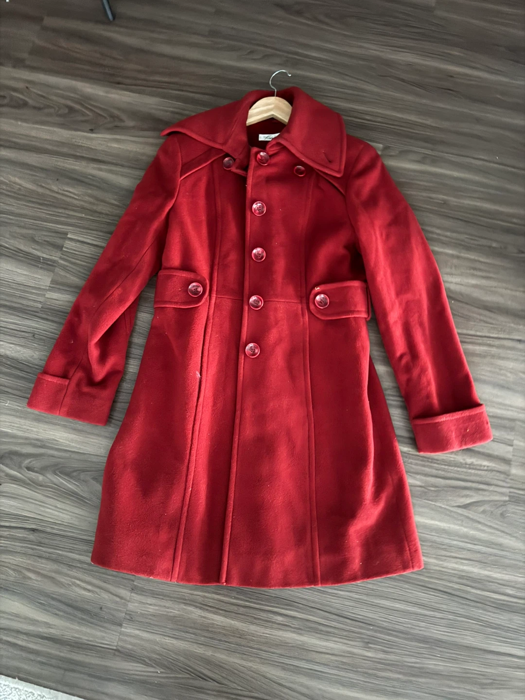 Kenneth Cole New York Red Wool Blend Coat Size 8