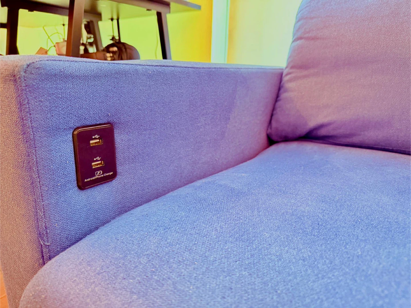 Blue Sectional Sofa with Ottoman and USB Charger - photo 3