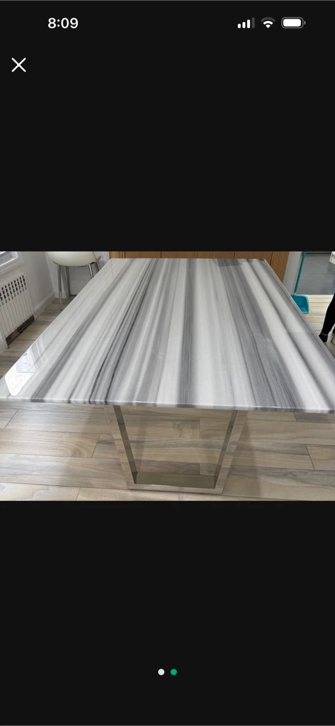 Marble Top Dining Table with Metal Base 66 x 42 - photo 2