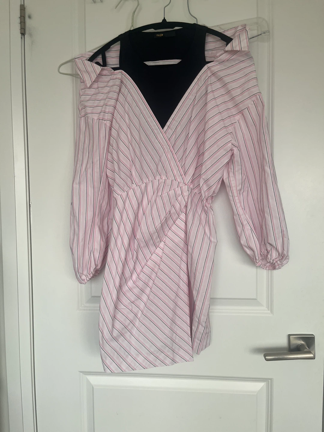 Maje Pink Striped Wrap Dress Size 36 - photo 2