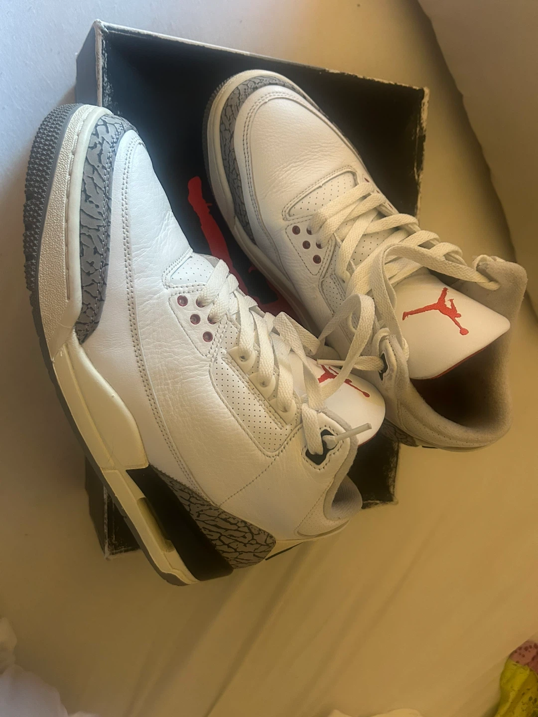 Air Jordan 3 Retro White Cement Sneakers - photo 3