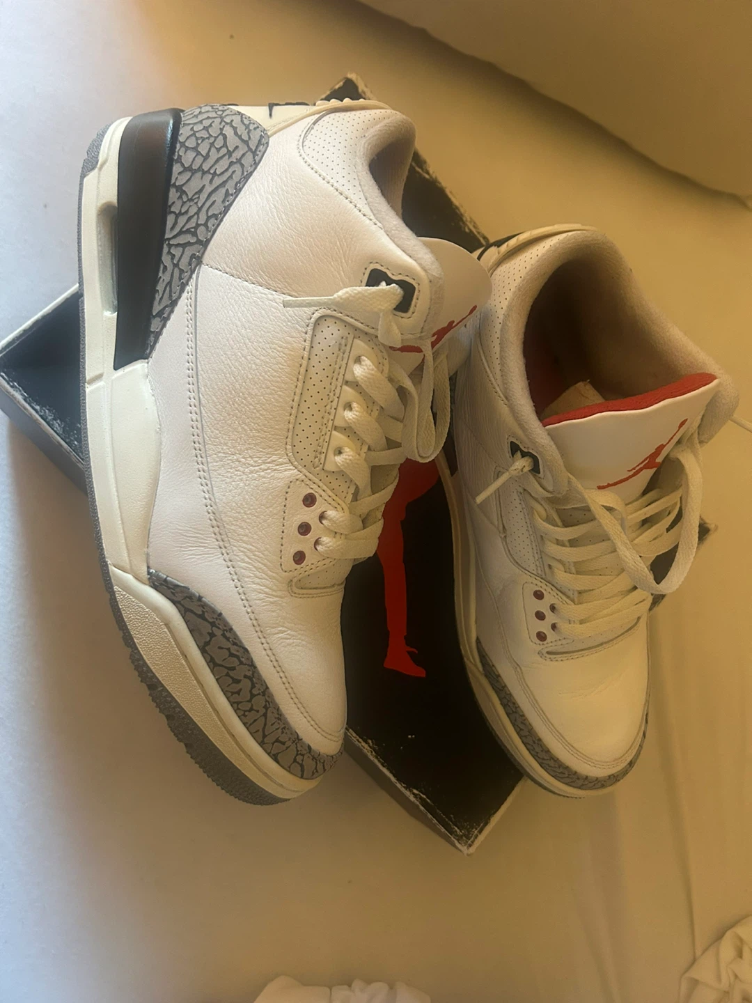 Air Jordan 3 Retro White Cement Sneakers - photo 4