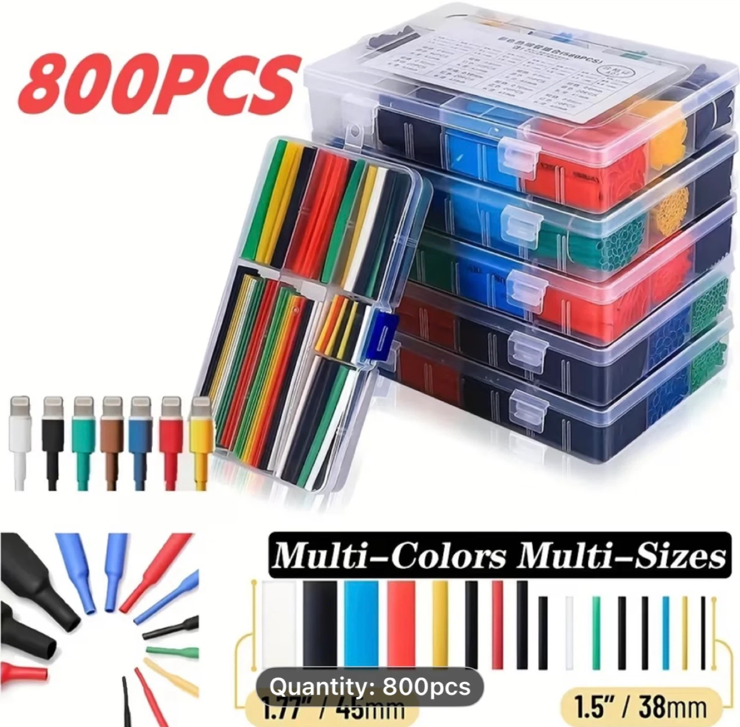 800pcs Vibrant Insulated Heat Shrink Tubing Kit