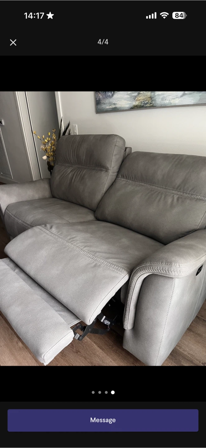 Grey Reclining Loveseat Sofa,microfiber material