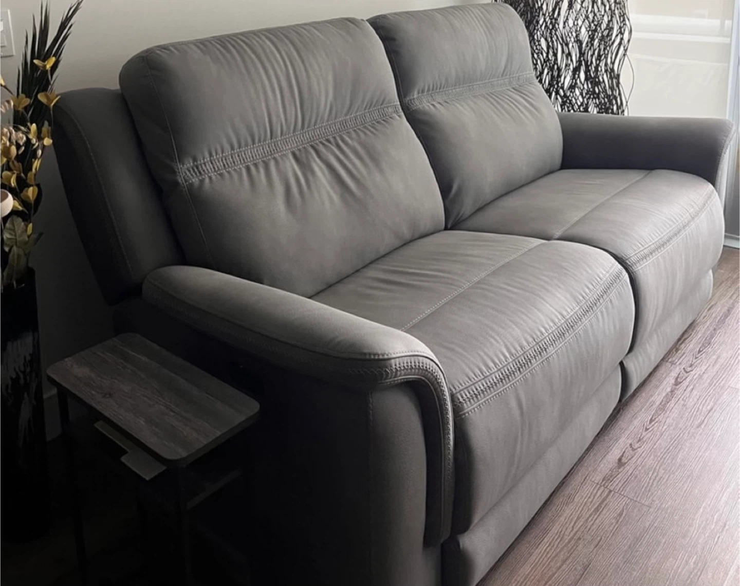 Grey Reclining Loveseat Sofa,microfiber material - photo 4