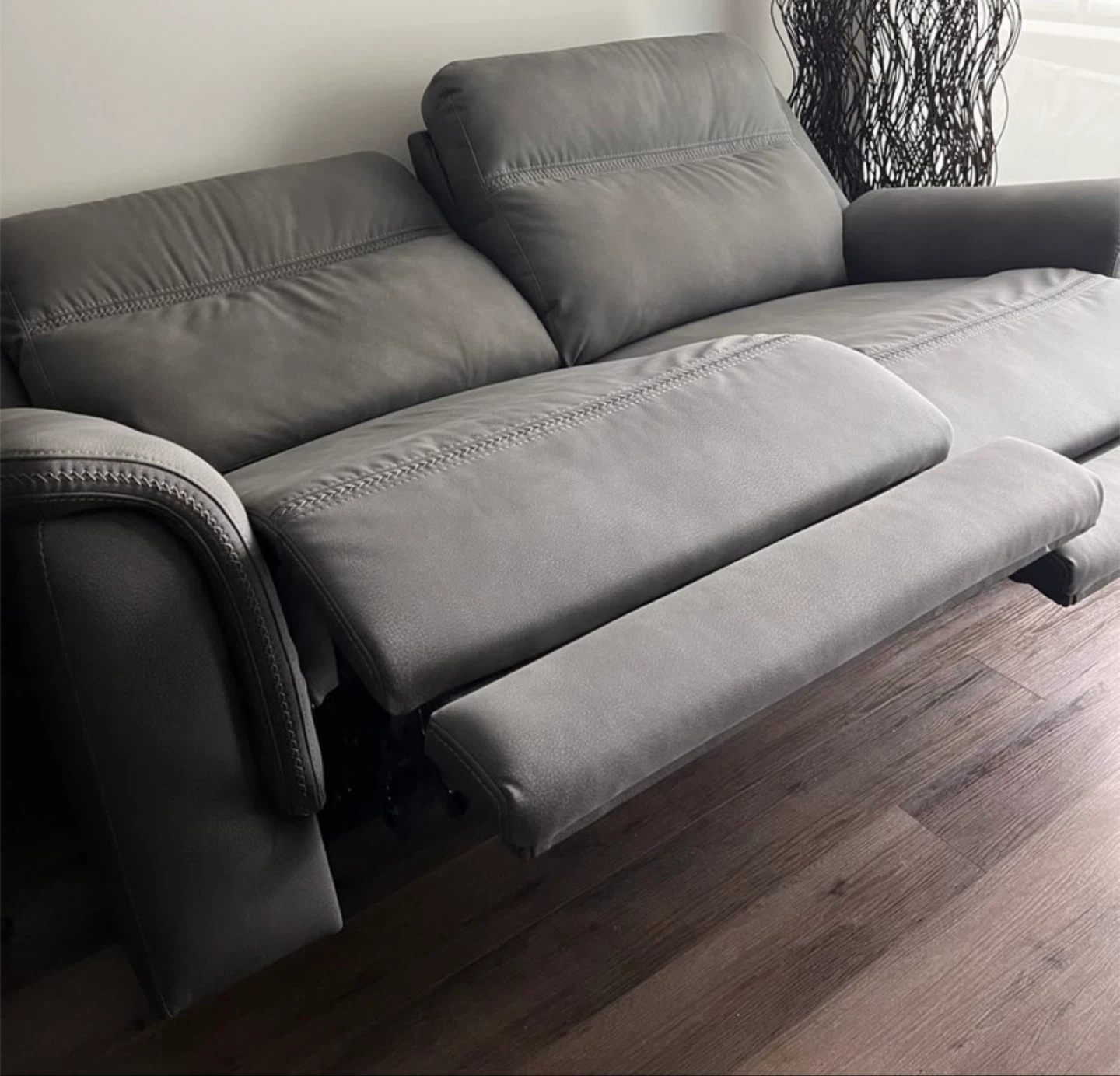 Grey Reclining Loveseat Sofa,microfiber material - photo 3