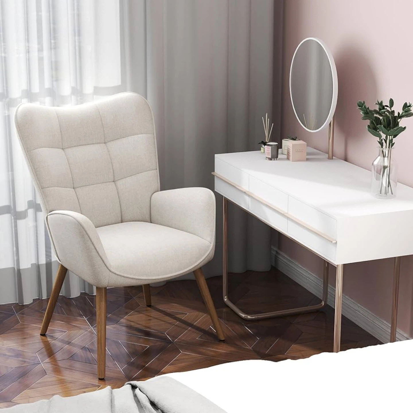 Beige Living Room Accent Chair Leisure Chair - Nursery Armchairs