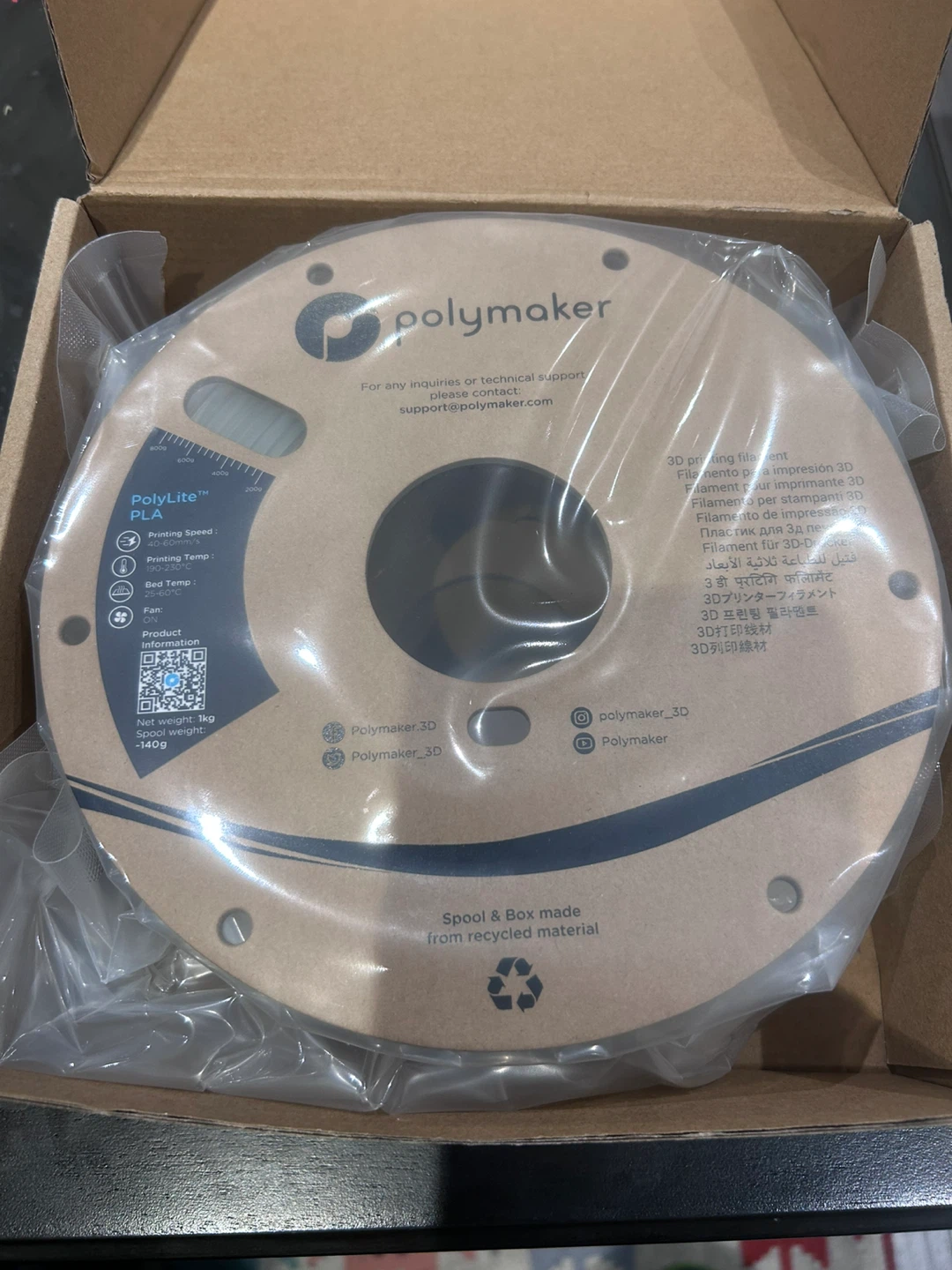 PolyMaker PolyLite PLA 3D Printing Filament - Natural Color - photo 2