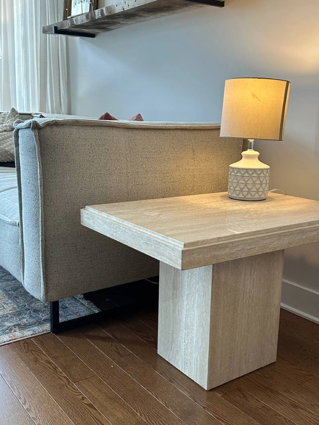 Beautiful Solid Travertine Coffee Table & Matching Side Tables - photo 3