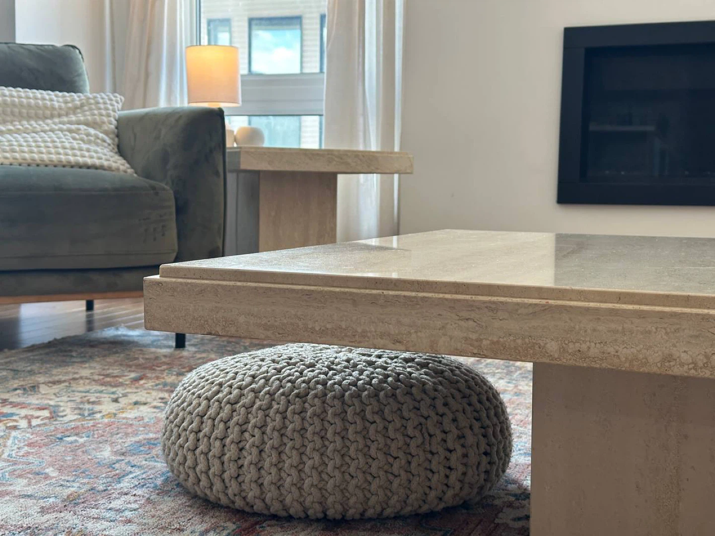 Beautiful Solid Travertine Coffee Table & Matching Side Tables - photo 4