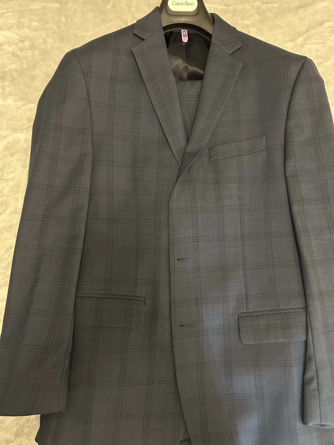 Calvin Klein Men's Plaid Wool Suit 40R