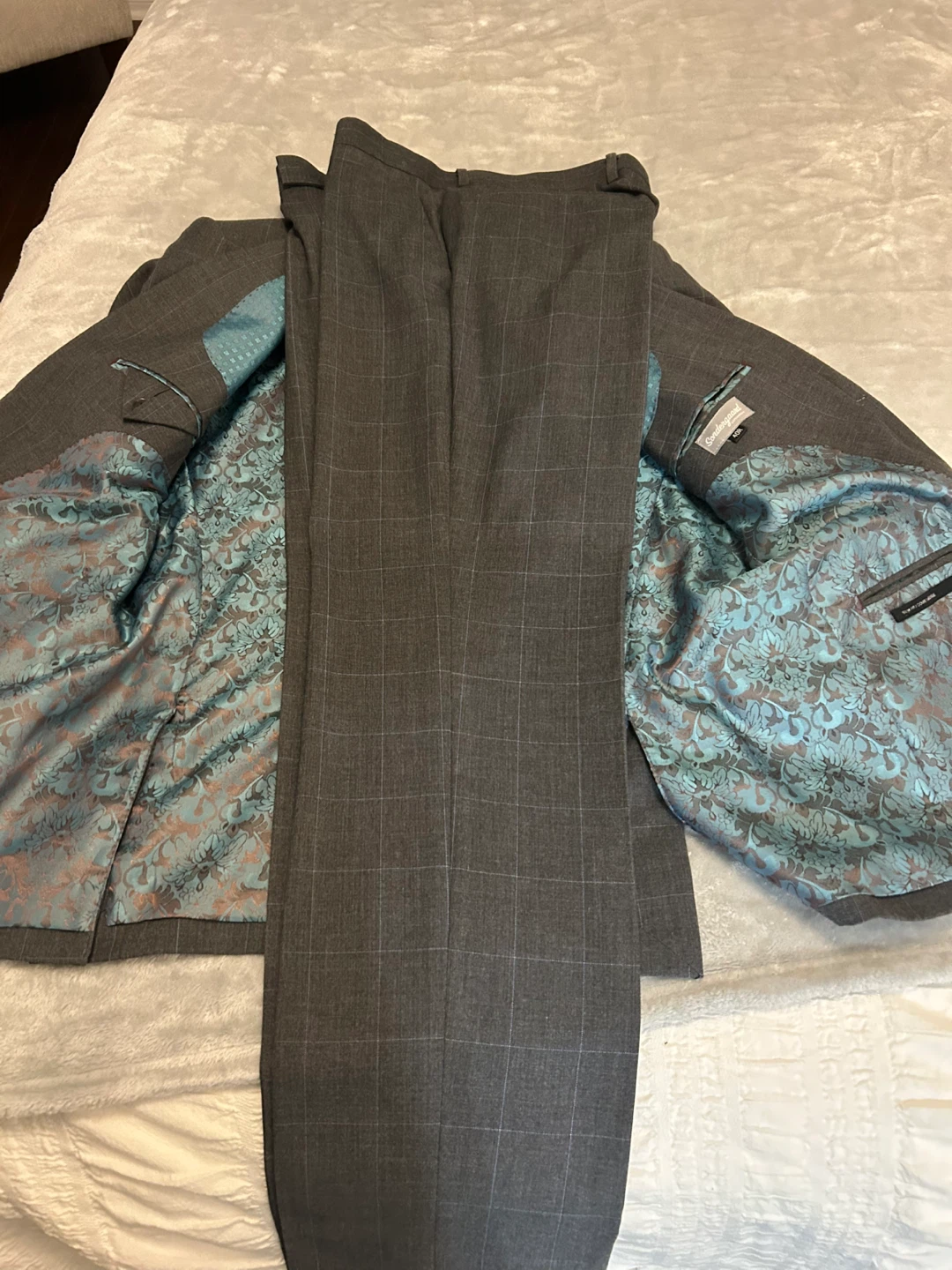 Grey Windowpane Suit Jacket and Pants - photo 3