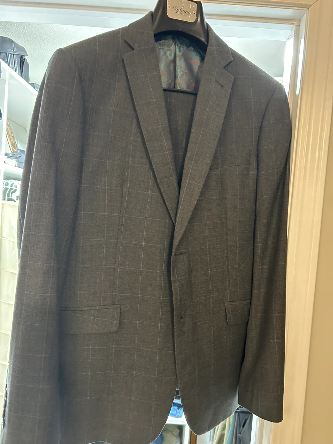 Grey Windowpane Suit Jacket and Pants - photo 5