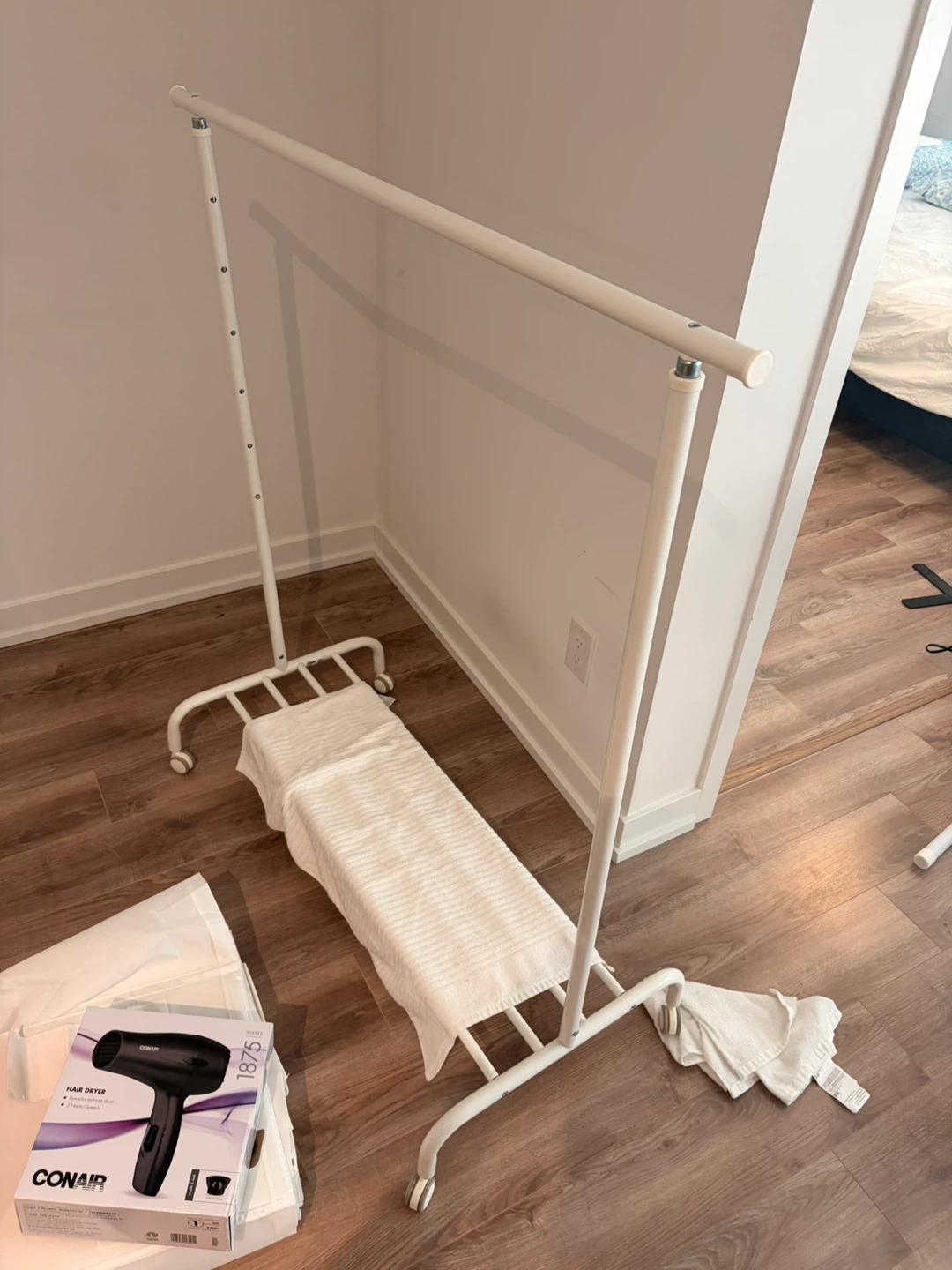White Rolling Garment clothes Rack