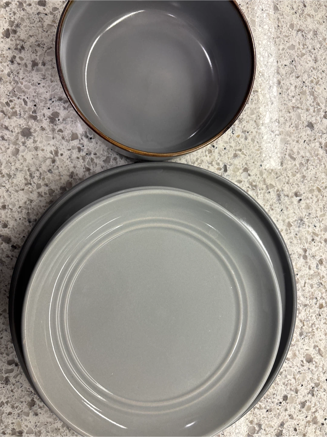 Grey Ceramic Bowl and Plates Set