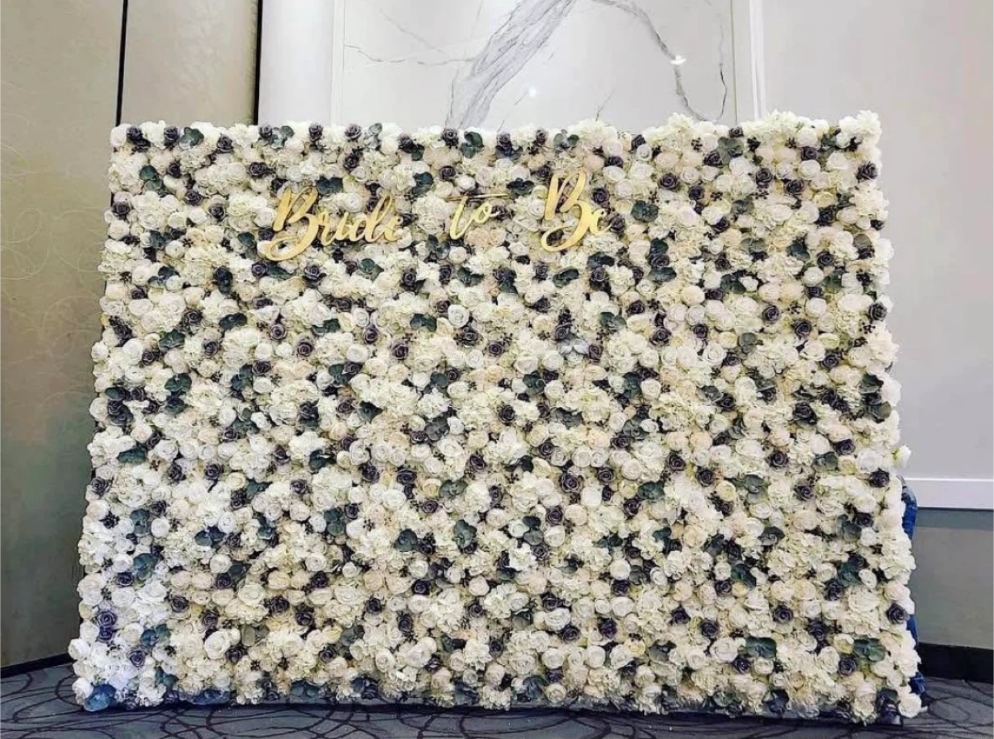 Luxury White Flower Wall Backdrop 8x10 + Heavy Duty Stand