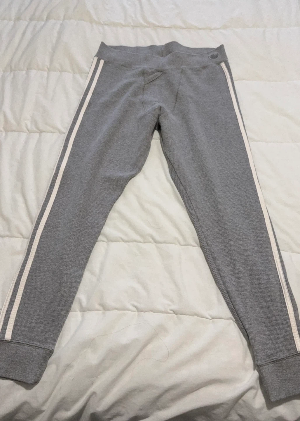 Adidas Joggers Grey White Stripes Size L