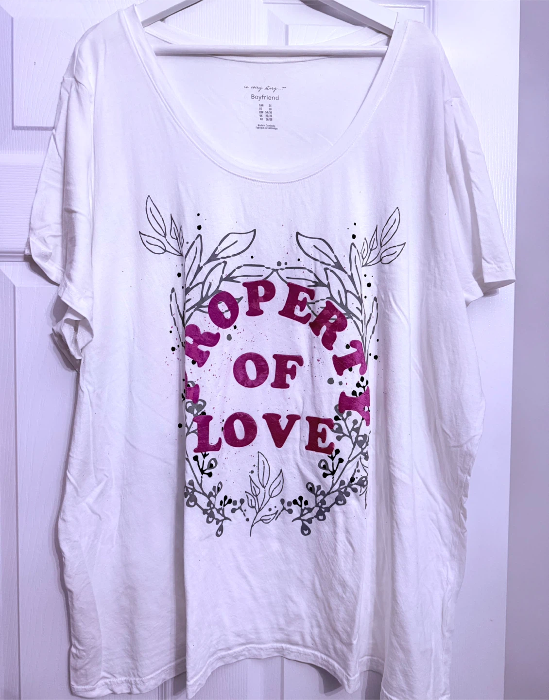 White "Proper of Love" Boyfriend T-Shirt