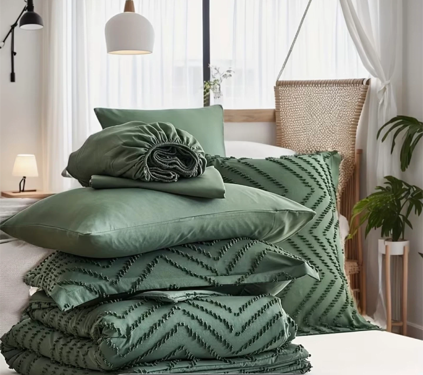 Green Chevron Tufted Comforter Set - photo 2