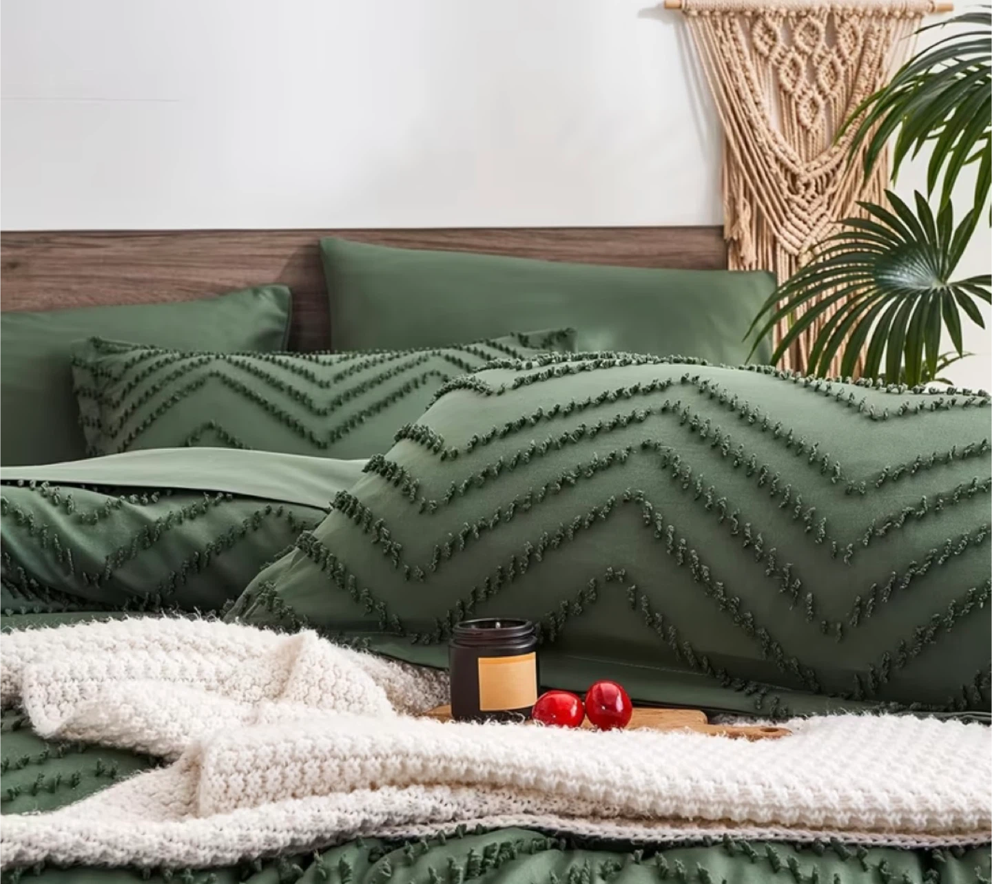 Green Chevron Tufted Comforter Set - photo 3