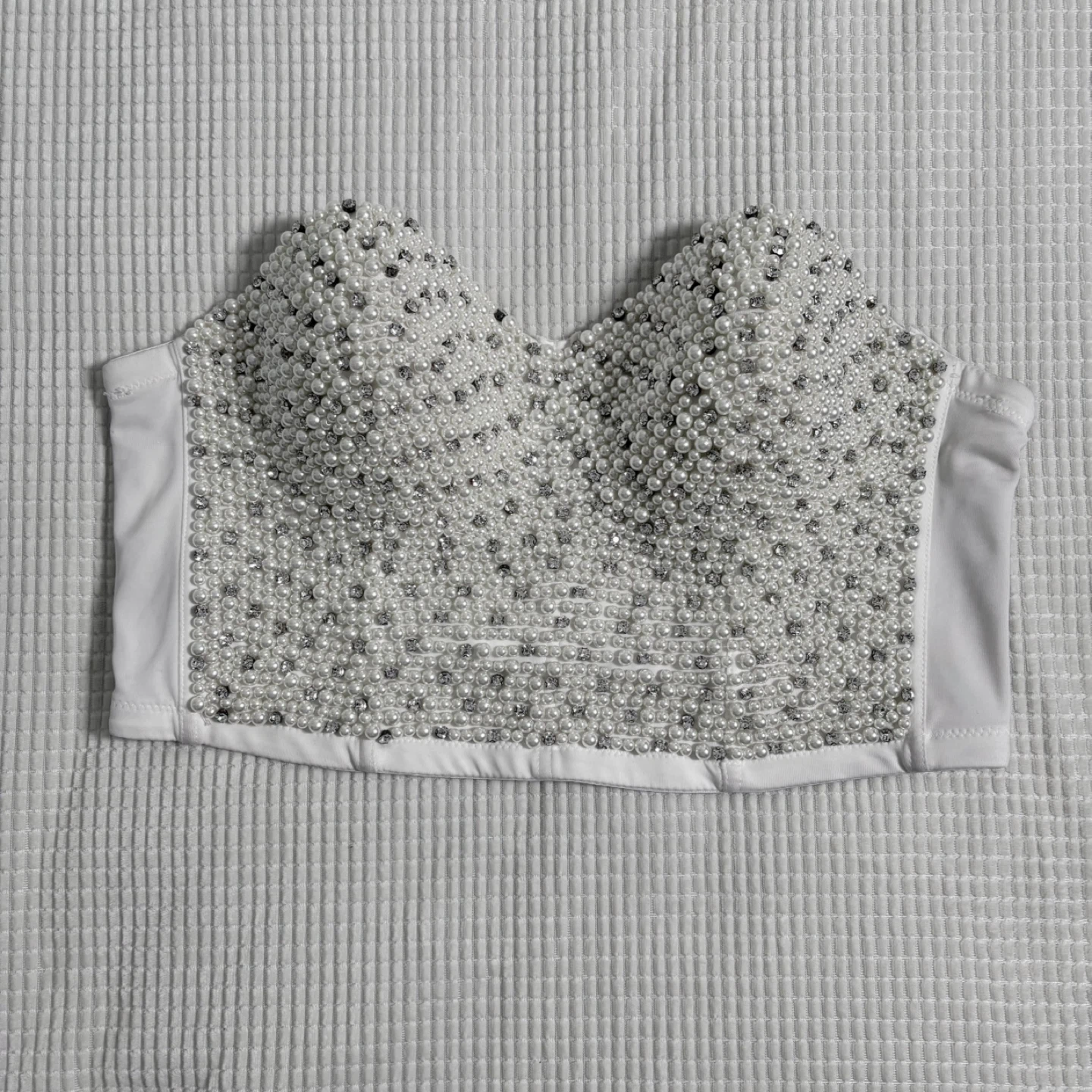 Cleo White Beaded Strapless Corset Top Size 46/105
