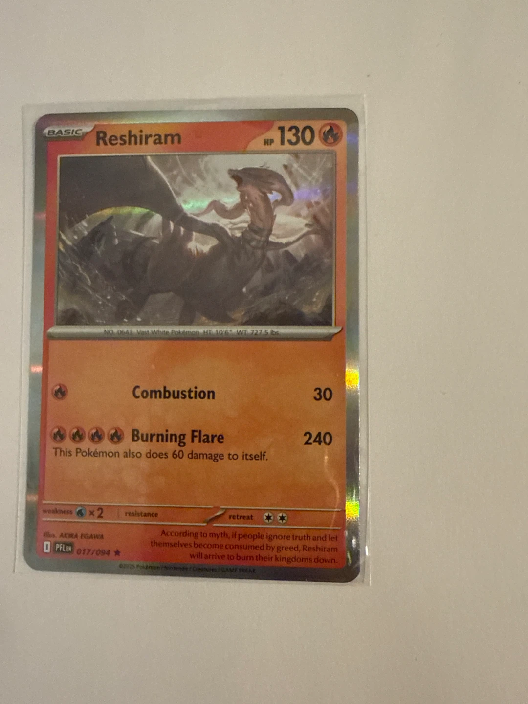 Pokemon Reshiram Trading Card