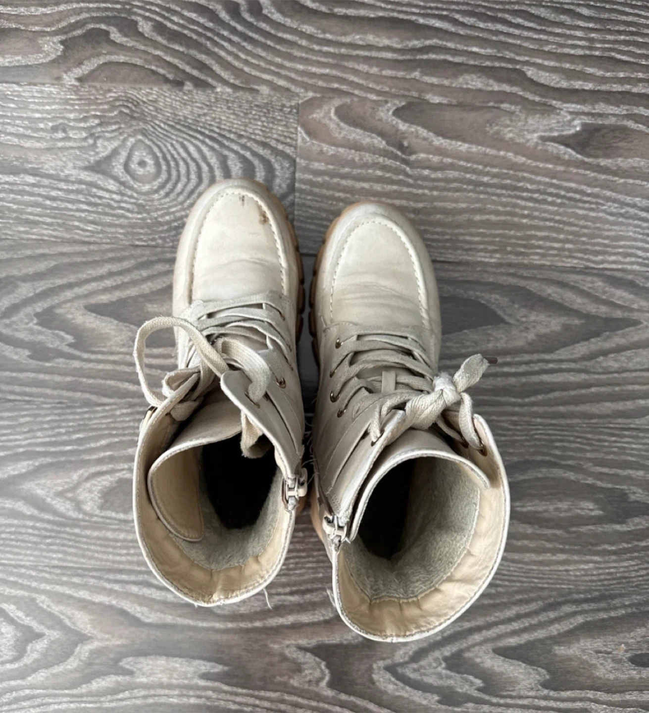 Cream Combat Boots - Size 38 - photo 2