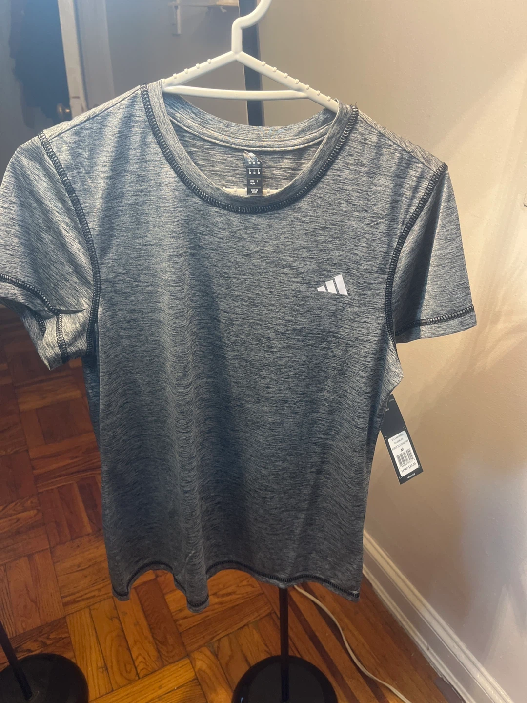Adidas Grey Heather Short Sleeve Athletic T-Shirt - Size M