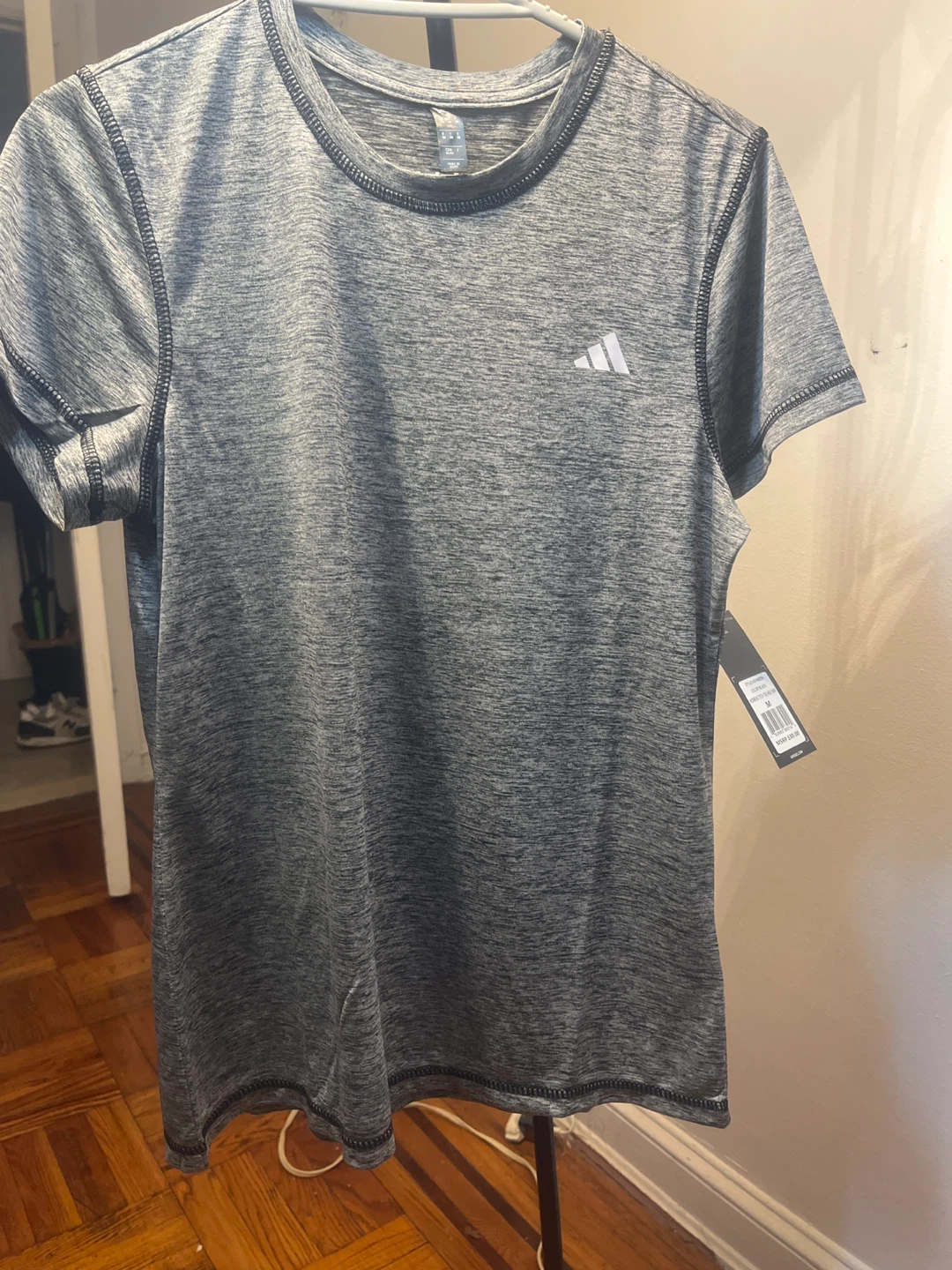 Adidas Grey Heather Short Sleeve Athletic T-Shirt - Size M - photo 2