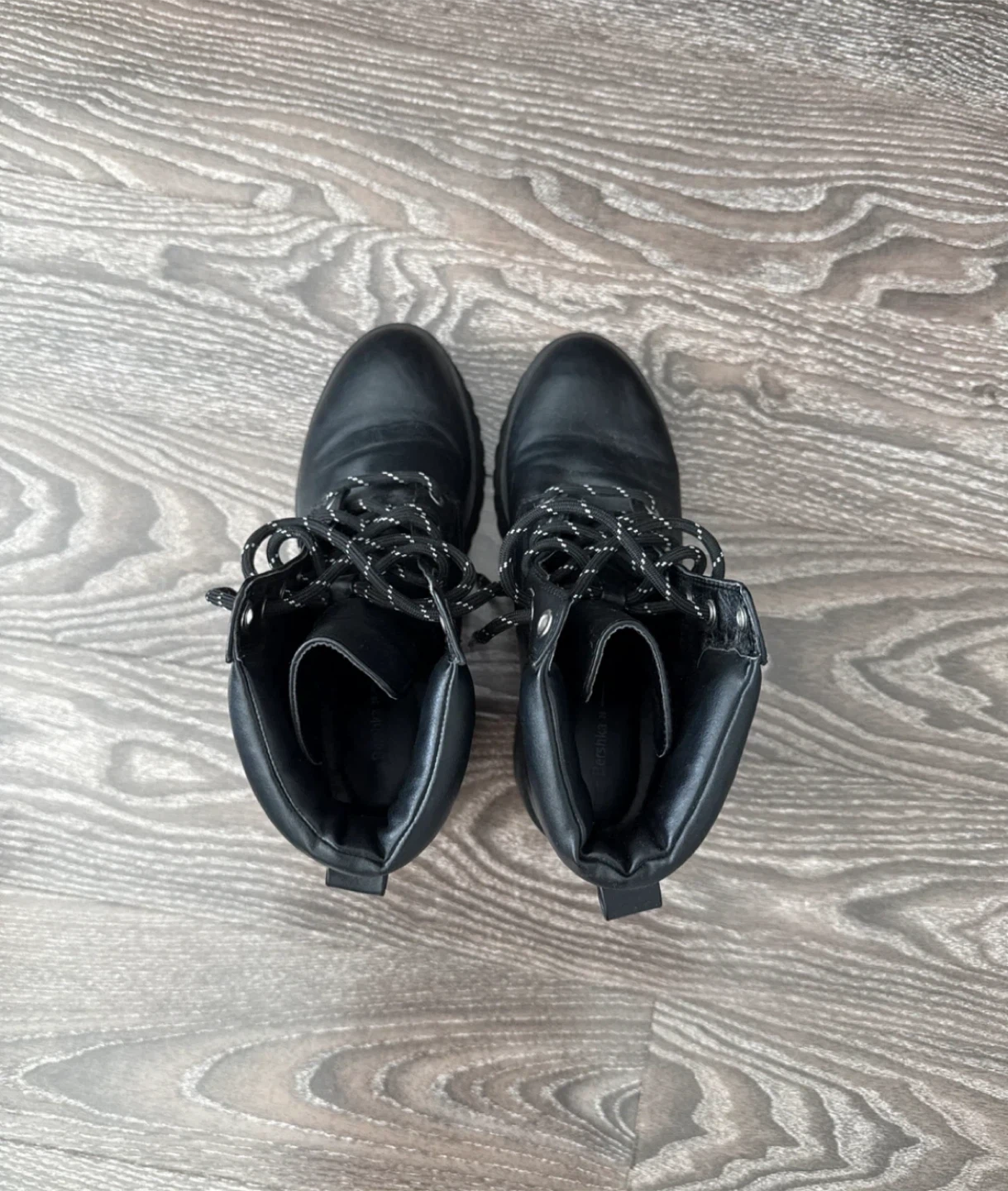 Bershka Black Lace-Up Combat Boots Size 39 - photo 2
