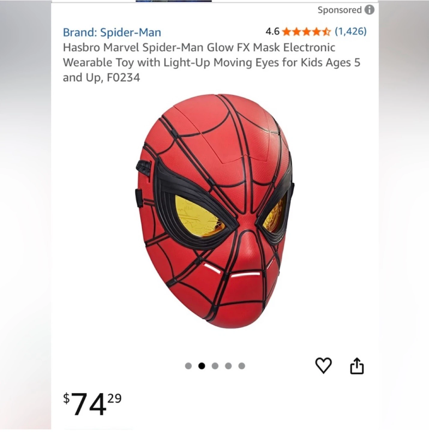 Hasbro Marvel Spider-Man Glow FX Mask Electronic Wearable Toy