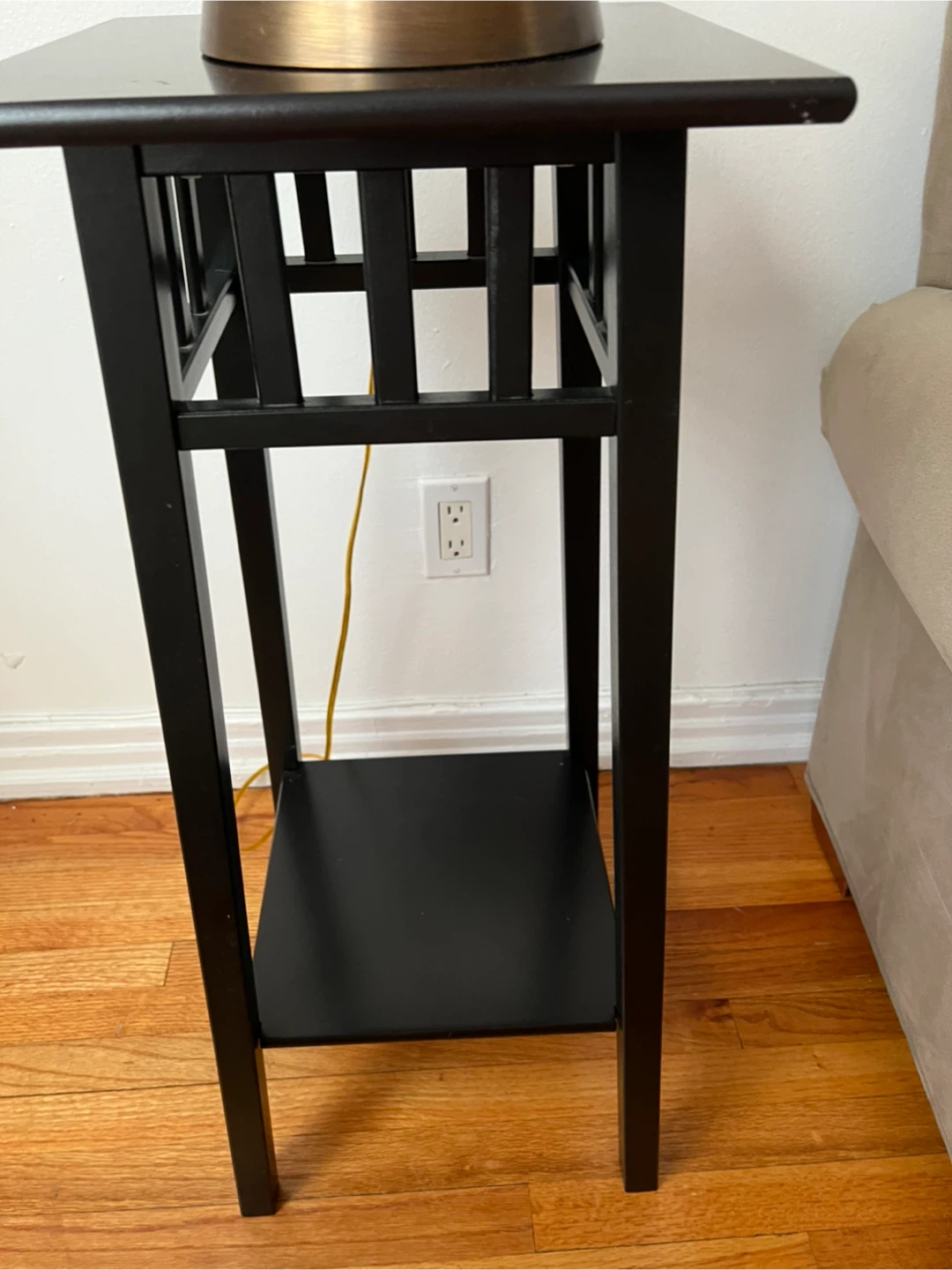 Minimalist mantle black wood side table plants lamps and more - photo 5