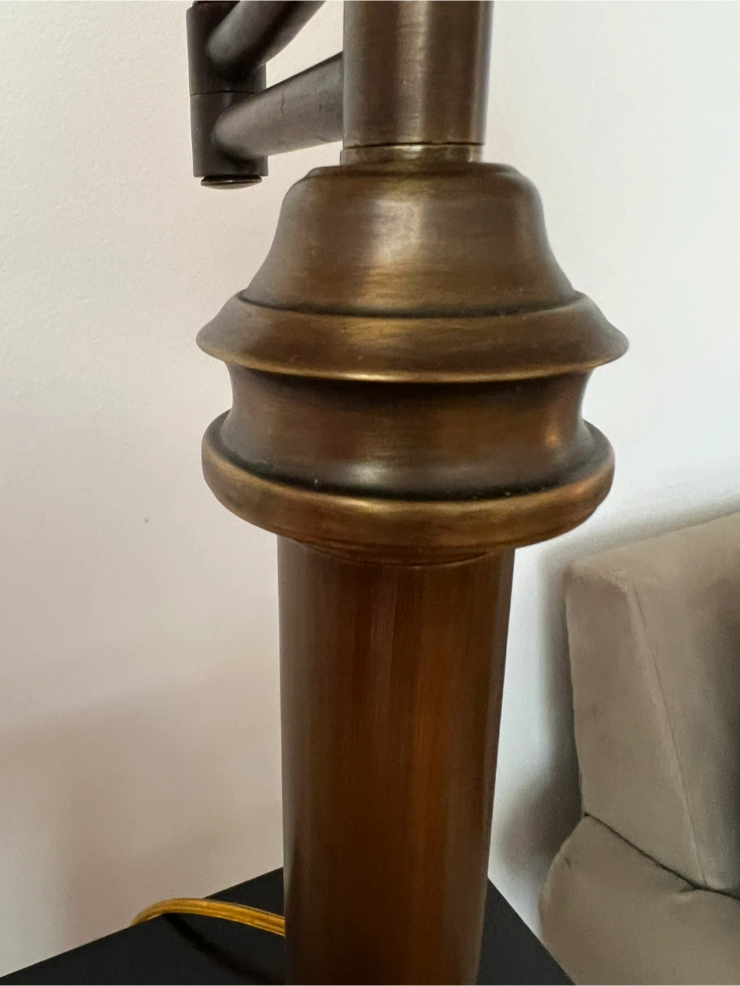 Bronze Swing Arm Table Lamp with Brown Square Shade - photo 3