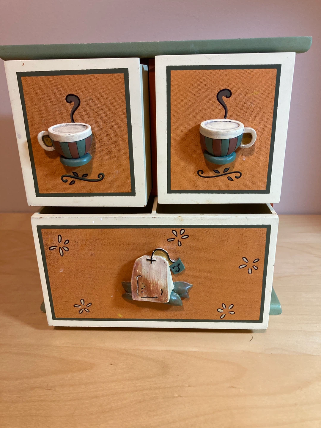 Wooden Tea bag Organizer with Drawers