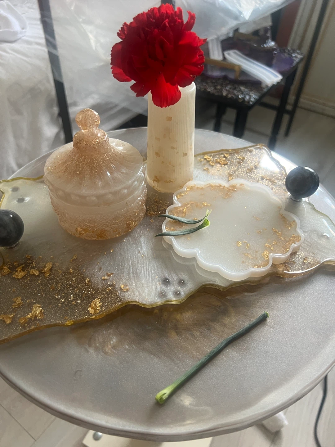 Resin Decorative Tray Set with Coaster and Jar - photo 2