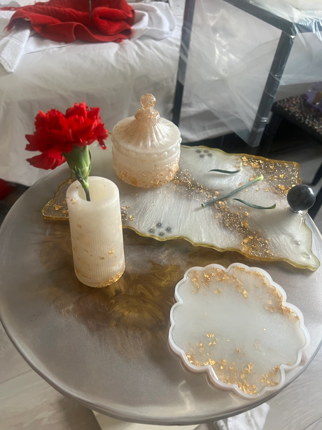 Resin Decorative Tray Set with Coaster and Jar - photo 3