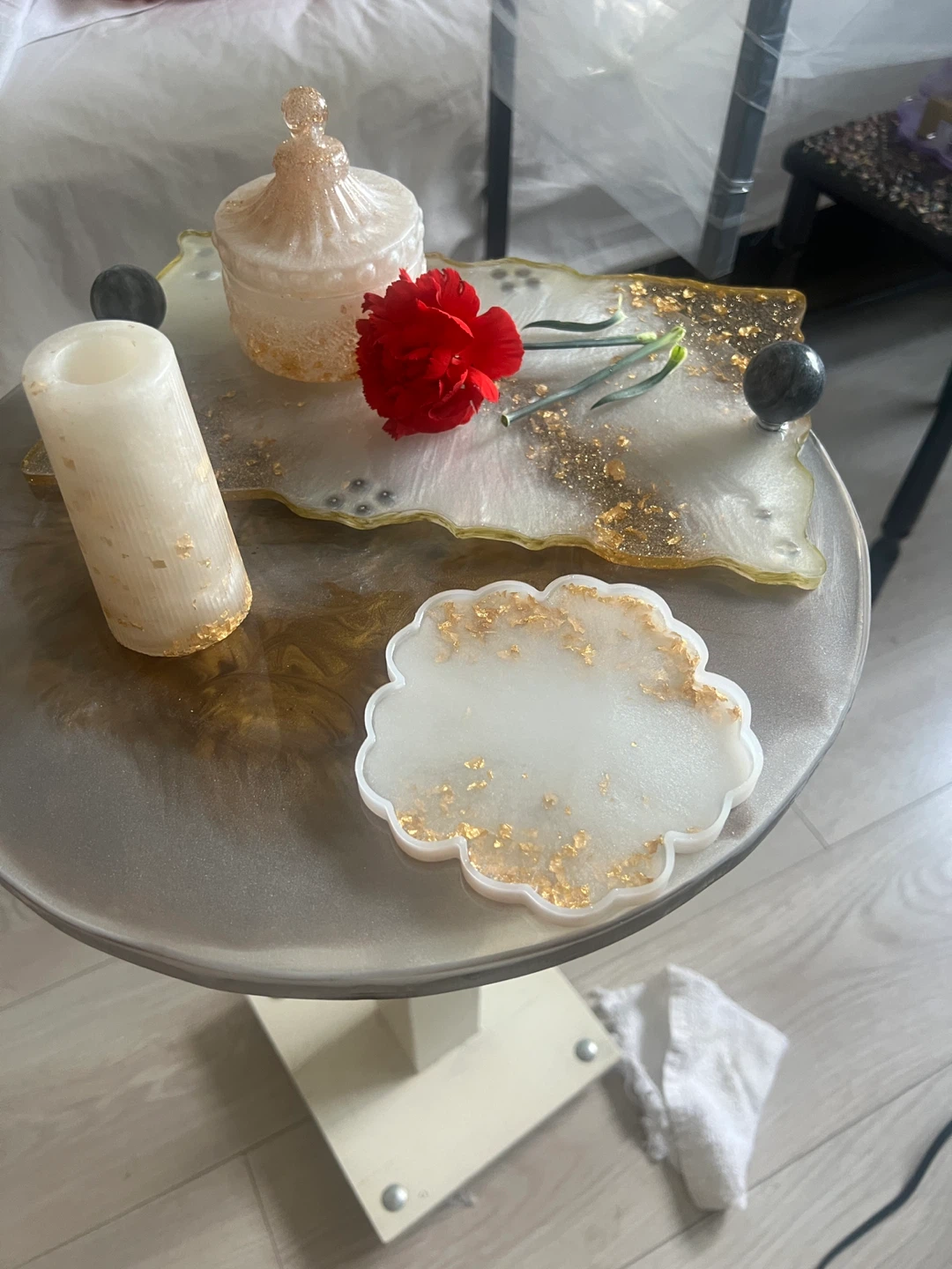 Resin Decorative Tray Set with Coaster and Jar - photo 4