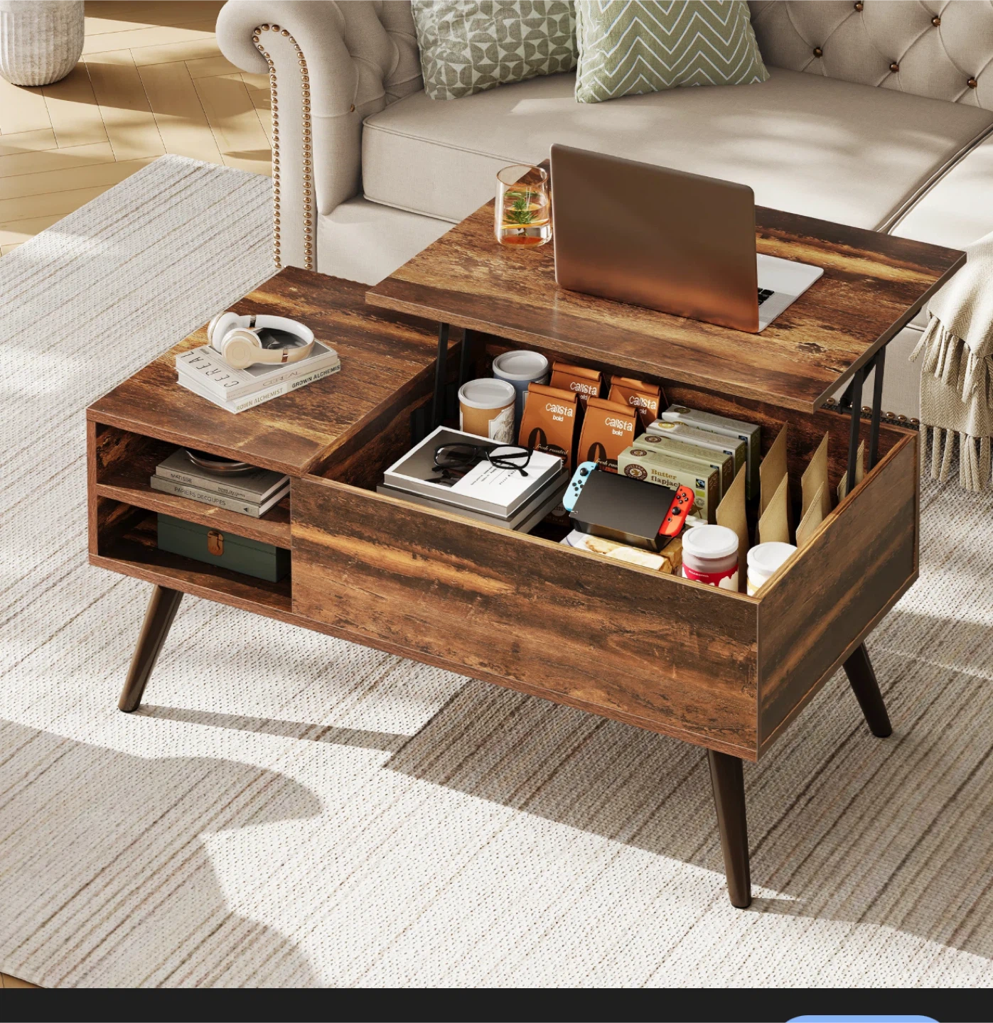 Lift Top Coffee Table with Hidden Storage - photo 5