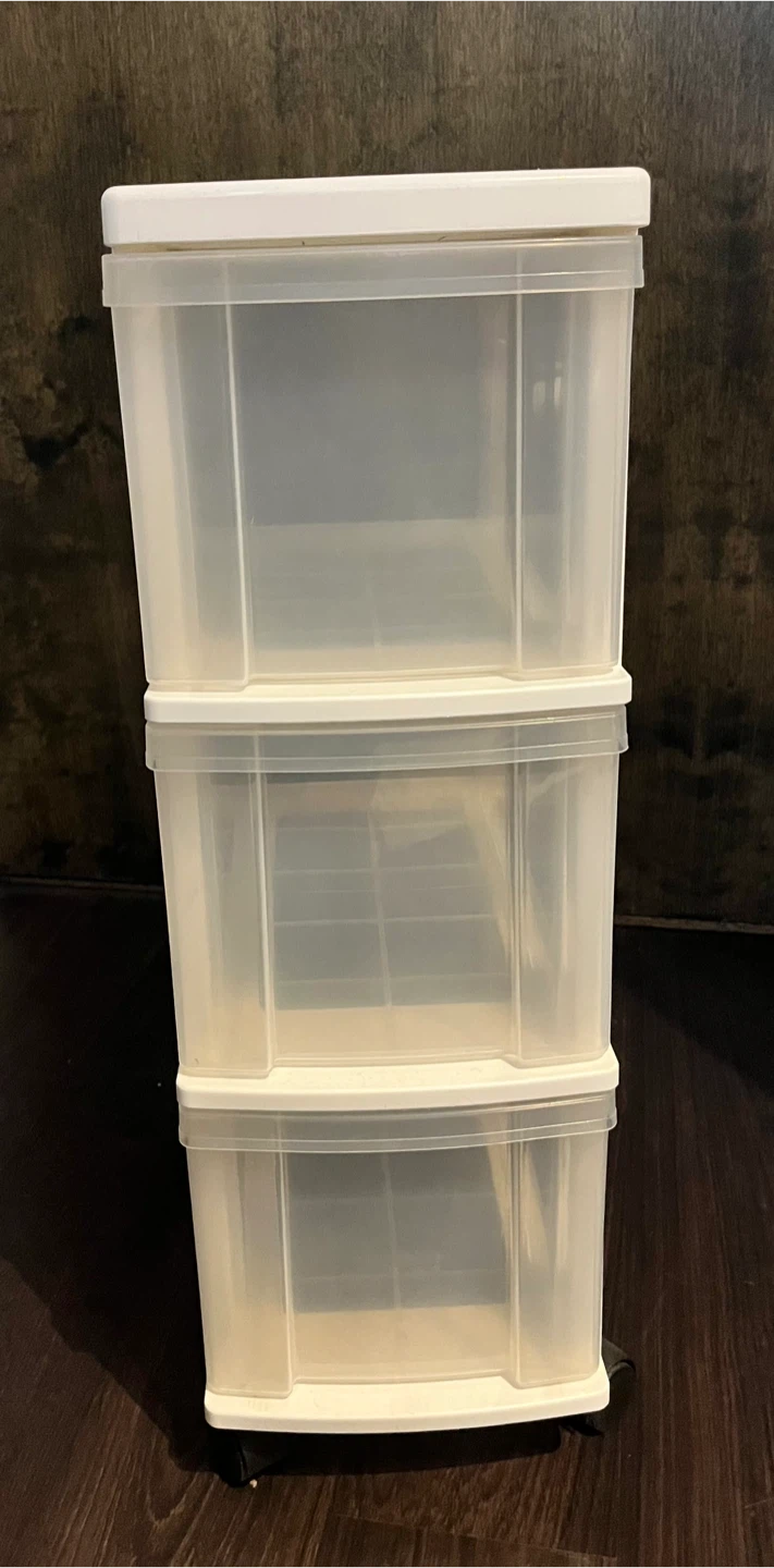 Clear Plastic 3-Drawer Storage Cart