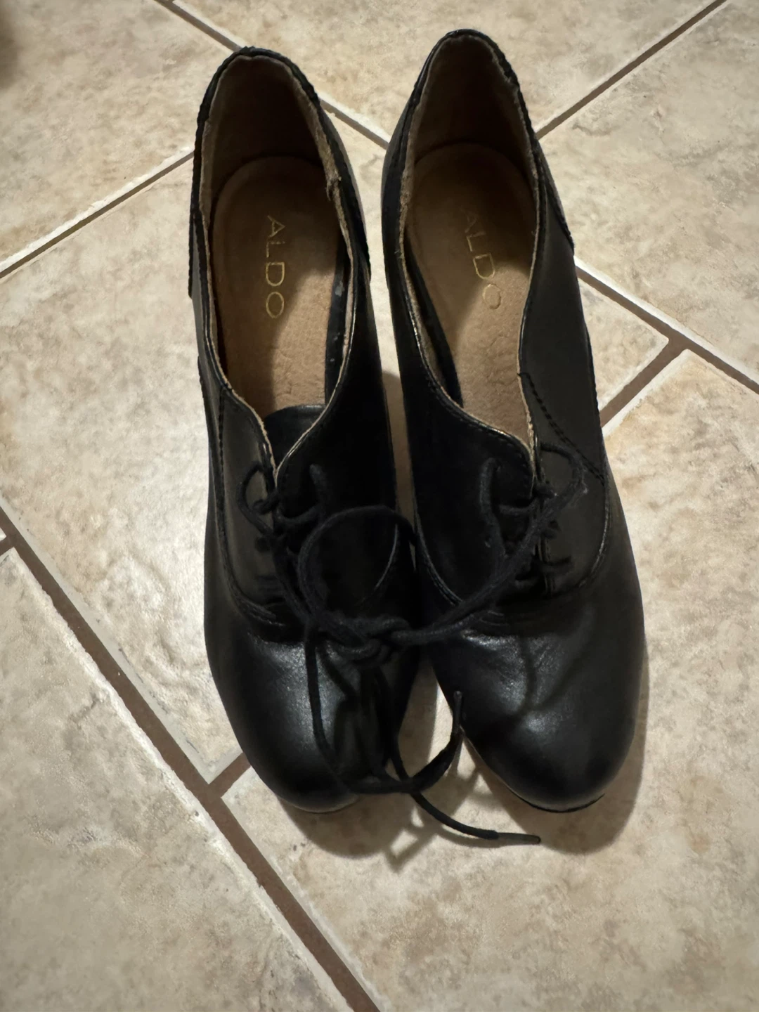 Black Aldo Lace-up Heeled Shoes