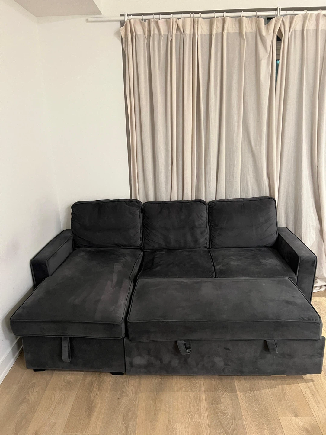 Dark Grey Sectional Sofa with Storage - photo 2