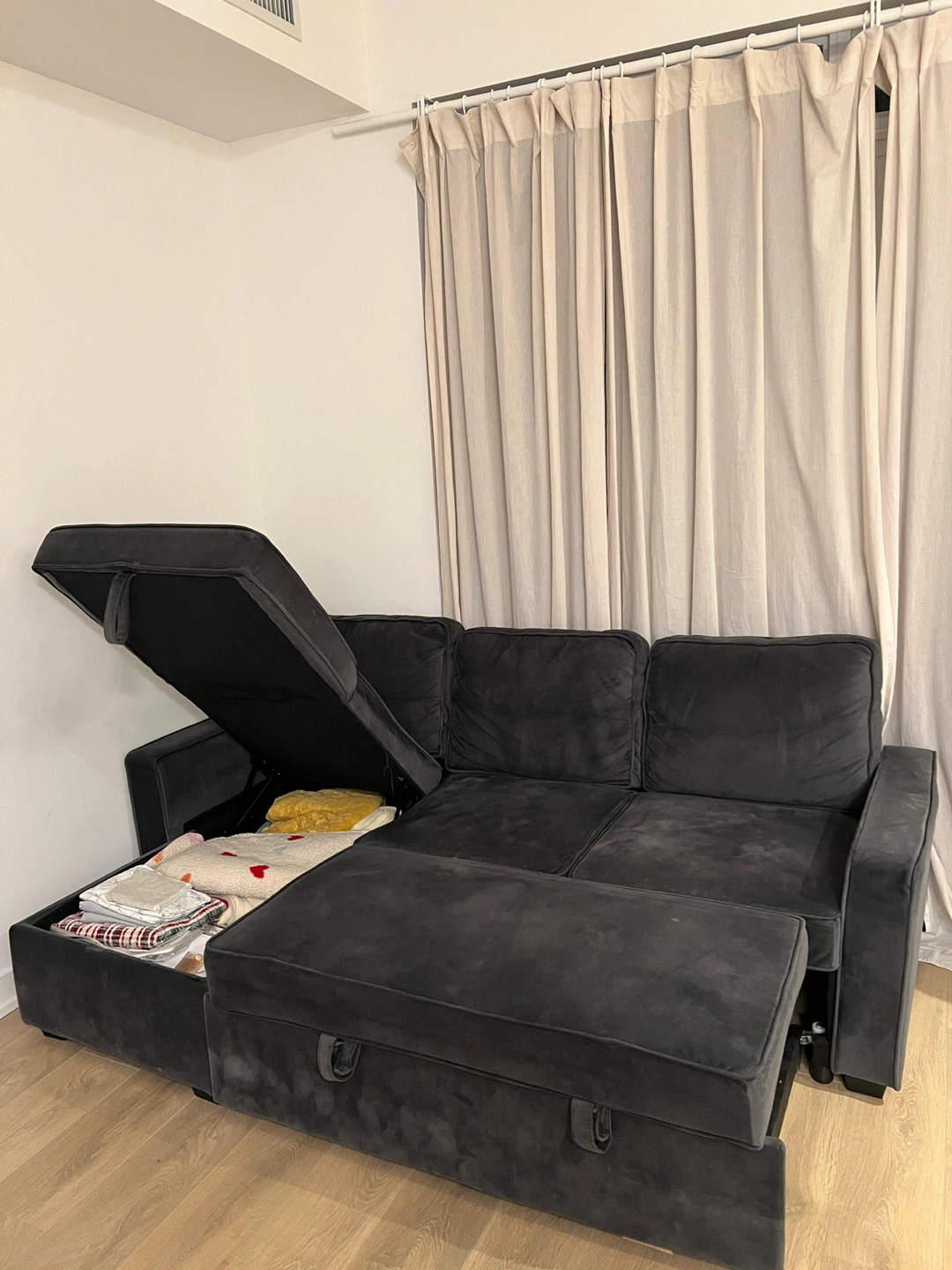Dark Grey Sectional Sofa with Storage - photo 3