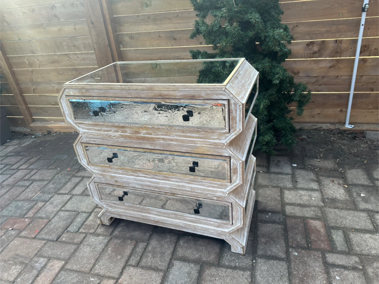Mirrored Rustic Wood Dresser – Great Condition