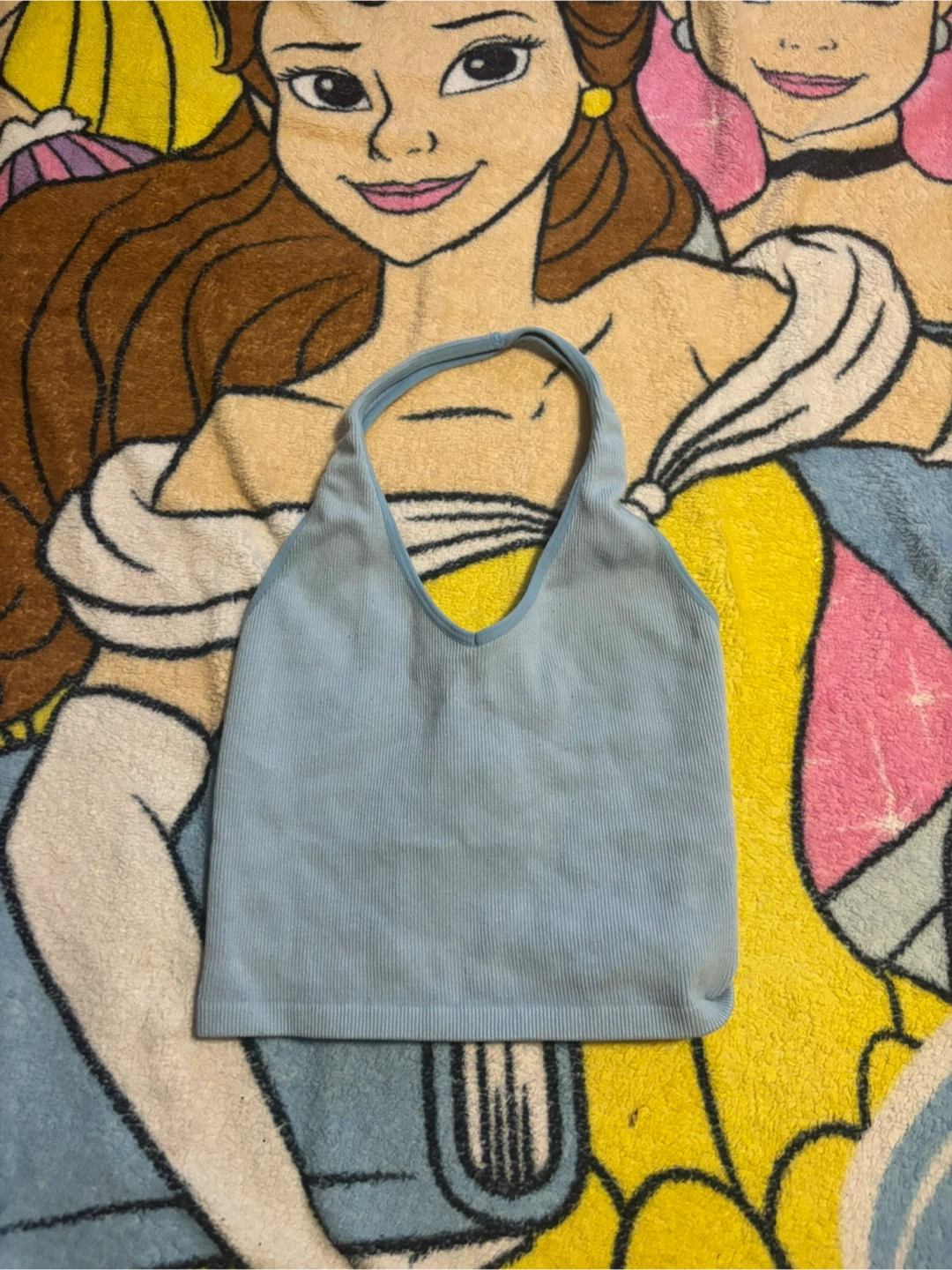 Light Blue Ribbed Halter Top - Size P