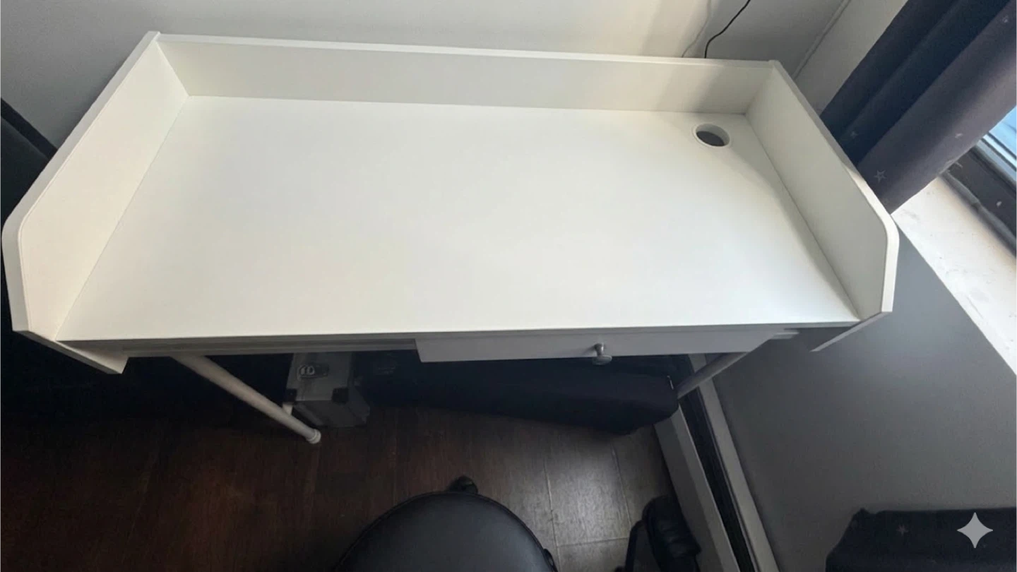 White Desk with Drawer – Small Space Desk