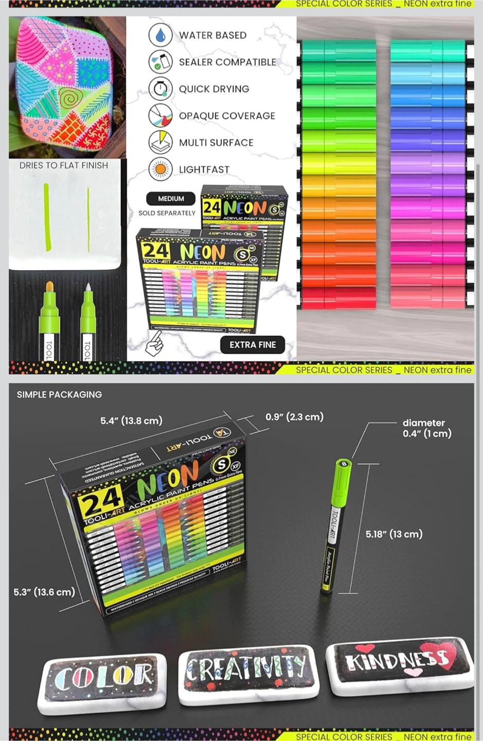 24 Neon Acrylic Paint Pens Set - photo 4
