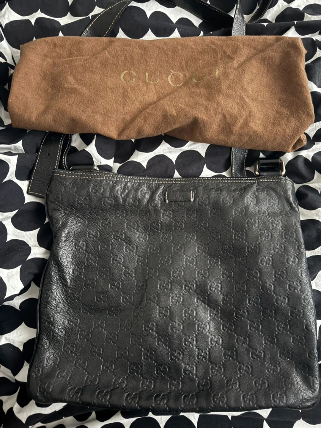 Gucci Black Leather Messenger Bag
