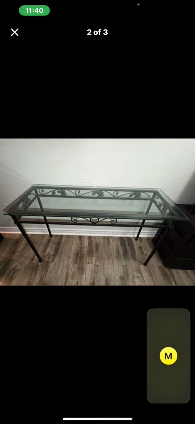 Beautiful Glass Top Desk with Heavy Metal Frame