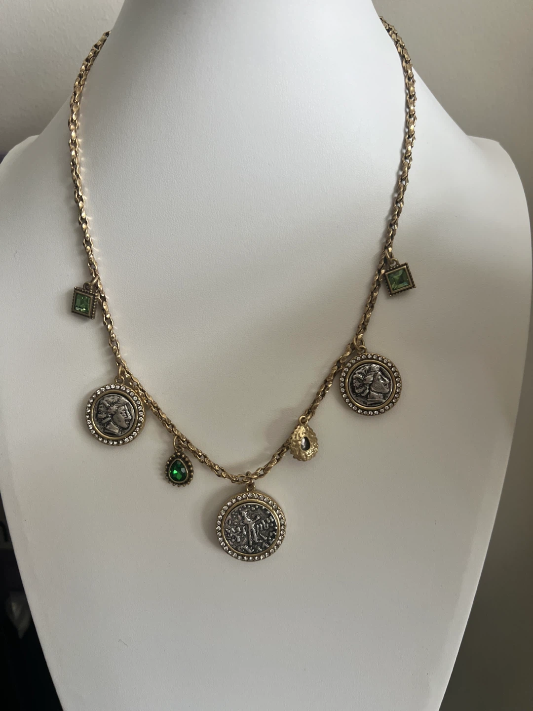 Enamel Heart and Coin Charm Necklace - photo 4